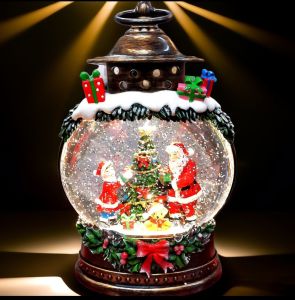 SANTA CLAUS WITH KID SNOW LANTERN CHRISTMAS DISPLAY