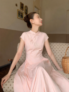 XXNING | New Chinese Style with Embroidered Button Autumn New Arrival Womens Dress Unique Design for Semi-Formal Occasions