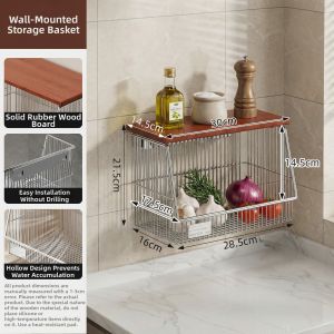 Wall Mounted Drill Free Storage Rack For Fruits Vegetables Seasonings And Drainage