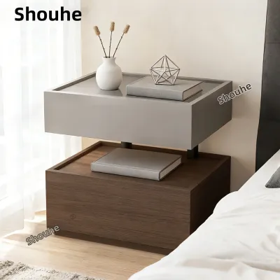 SHOUHE | Minimalist Modular Floating Bedside Cabinet Black Square