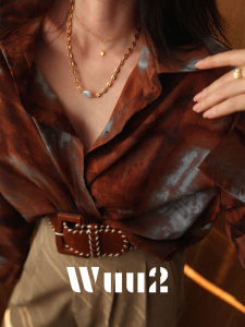 Wuu2 French Luxurious Loose Womens Shirt Vintage Style Printed Design Slimming Effect Casual Commute Fashion Spring Collection