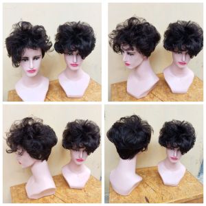 Wig Bob Anime  Cosplay Pendek Gelombang Hitam Pirang buat Pria Wanita