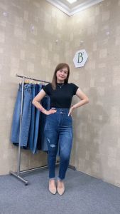 Celana Jeans Highwaist Skinny Wanita 7/9 Sobek Tidak Tembus Stretch Rawis Kancing 2 Jinsholic 9897S