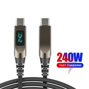 Cáp Sạc Nhanh PD 240W Type C To Type C Có Màn Hình Hiển Thị Kỹ Thuật Số Dành Cho iPhone 15/16/17 Samsung Huawei Xiaomi - Dây Cáp Dữ Liệu USB C