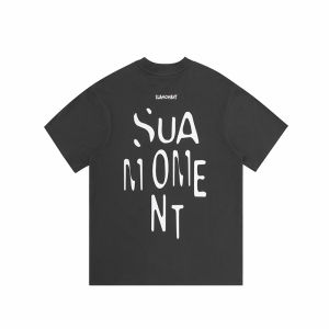 SUAMOMENT Casual Loose Mens T-shirt Quick Dry Cool Feeling Antibacterial Short Sleeve Summer New Style Letter Print Tee