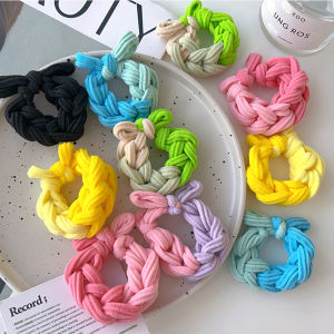 1pcs Version Autumn and Winter Colorful Woven Hair Ring with Butterfly Knot Rubber Band Durable Thick Rubber Band Hair Rope Headwear