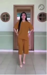 One Set Crinkle Airflow Polos Wanita Dewasa - Setelan 7/8