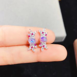 Montagne Jewelry 925 Silver Earrings For Women Elegant Design 803 Fine Jewellery Natural 4x6mm Opal Earrings Stud Earring