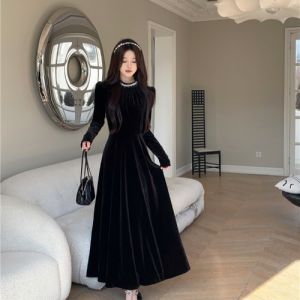 Fall Fashion 2025 New plus Size Womens Mini Fragrance Style Dress Belly Cover Slimming High Waist A-Line Long Sleeve Dress