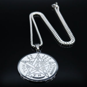 Witchcraft Pentagram Stainless Steel Chain Necklaces for Men Gold Color Necklaces Tetragrammaton Pendants Jewelry cadenas N1163S