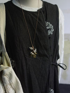 Adjustable Ceramic Weaving Necklace Children Parent Matching Style Wooden Moon Sweet Style Mixed Material Chain Floral Pattern