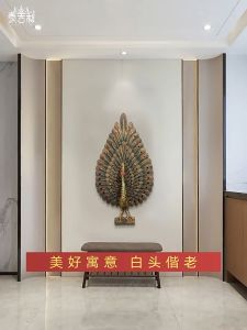 แผ่นไม้แกะนกยูงติดผนัง แผ่นนกยูงแกะสลักรูปนกยูงรําแพนติดผนังไม้สักทองแกะสลัก ของตกแต่งโรงแรม ตกแต่งร้านกาแฟ ตกแต่งบ้าน LuckyT