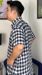 POLICE Kemeja Kotak Linen Biru Regular Fit Pria