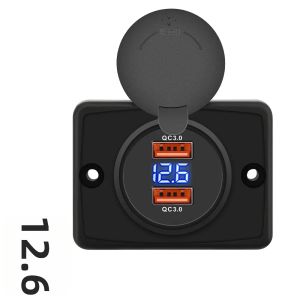 KEBIDU | Ổ Cắm Sạc Xe Hơi Kép 108W 12V/24V Chống Nước PD QC3.0 Type-C Sạc Nhanh Có Đồng Hồ Đo Điện Áp Cho Ô Tô Thuyền Xe Buýt Xe RV