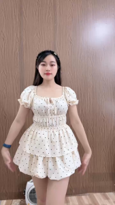 Set áo trễ vai phối chân váy xòe nữ tính thiết kế bo eo tôn dáng chất vải mềm mịn co giãn tốt Bigsize 55-92kg A282+CV423/CV413