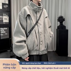 JIARONG | Áo Khoác Nam Lông Cừu Mỹ Vintage Dày Cho Mùa Đông