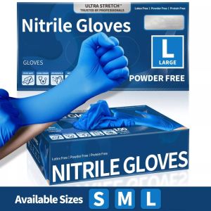 20/100Count Blue Disposable Nitrile Gloves Powder & Latex Free Safety & Work Gloves Non Sterile Mechanic Auto Protective Gloves