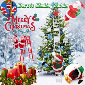 Christmas Electric Santa Claus Climbing Ladder Plush Doll Creative Xmas Decor Kid Toy with Music Christmas Birthday Gifts