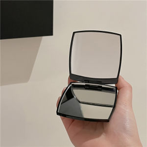 Vòng Tròn Gương Trang Điểm Cầm Tay Hai Mặt Có Thể Gập Lại Màu Đen Cho Phụ Nữ Phụ Kiện Làm Đẹp Cá Nhân