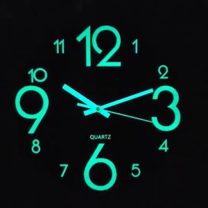HOL 12 Inch Wooden Wall Clock Luminous Silent Non-Ticking Bedroom Home Decor Gift Souvenir