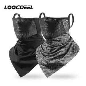 LOOGDEEL หน้ากากขี่จักรยานป้องกันแสงแดดผ้าไหมน้ําแข็งระบายอากาศหมวกคอตกปลาปกสามเหลี่ยมผ้าพันคอใบหน้าหูแขวนยูวี