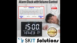 【SKIT SG】Digital LCD Alarm LED Table Clock with Volume Control and Brightness Adjustment 8 Bell Sound Large Display BackLight Voice Control Calendar Thermometer Temperature Snooze  for Bedside Desktop Home Deco Powered by AAA Battery/Type-C USB Cable