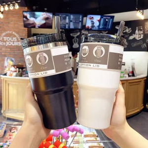 Gift SG Ready Stock Stainless Steel Cup with straw lid thermal tumbler mug &Coffee cup Drinkware Flask