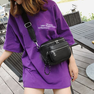 Casual Crossbody Bag Womens Wide Strap Single Shoulder Fashion Small Square Bag Vintage Style Soft PU Leather Pure Color