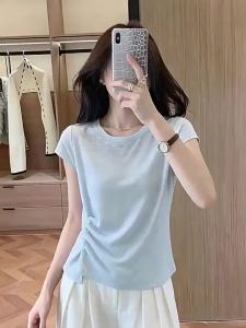 La Chapelle | Ice Silk Slimming Asymmetrical Round Neck T-Shirt