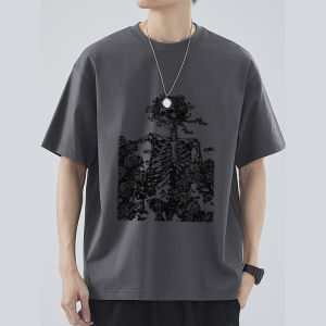 Men T-shirts 2023 Summer Streetwear High Street Gothic Skull T-shirt Loose Oversized Short-sleeved T-shirt Dark Anime Men Y2k To