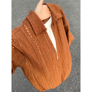 CHENMU | Retro Style Breathable Sun Protection Fake Two-Piece Hollow Shirt