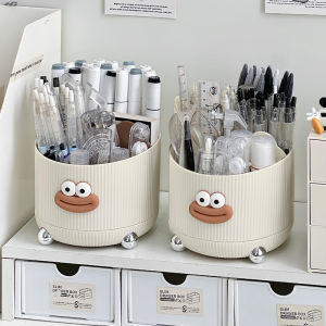 Large Capacity Rotating Pen Holder Creative Cute Desk Organizer Multi-Function Pen Stand for Students Office Desktop Storage Box
