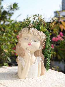 Cute and Elegant Cartoon Girl Face Flower Pot
