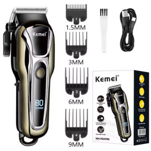 Kemei | Kemei PG1990 Electric Clipper USB Rechargeable Hair Trimmer for Men Professional Barber Hair Clipper LCD Display Haircut Machine