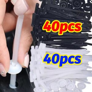 40pcs Heavy Duty Nylon Cable Ties Buckle Universal Self Locking Car Repair Fastener Auto Trunk Fender Engine Guard Panel Retainer Clip