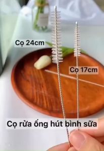 Bộ 2 Cọ rửa ống hút bình sữa Ansu vệ sinh bình ống hút nước cho bé Thép không gỉ uốn cong dễ dàng