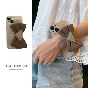 Ốp Lưng Điện Thoại Bằng Silicon Mềm Có Thiết Kế Thắt Nút Bướm Bằng Vải Nhung Màu Sữa Cho Apple 16promax 15 13 17 14plus 11 XSMax 7/8