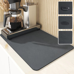 Dish Drying Mat Super Absorbent Diatom Mud Coffee Pad Kitchen Countertop Dinnerware Drying Mat for Kitchen Bar Counter