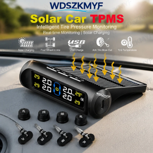 Car Tire Pressure Monitoring System TPMS Solar Tire Pressure Sensor with 4 Wheel Internal External Sensors Car Accessories