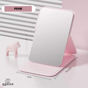 LEATHER CERMIN RIAS MAKEUP LIPAT PERSEGI PANJANG / CERMIN LIPAT SAKU MINI PORTABLE TRAVEL SERBAGUNA ELEGAN DAN MINIMALIS