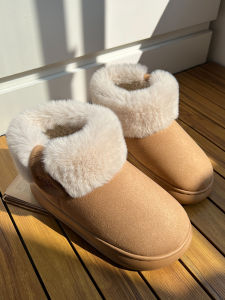 Giày Bốt Đi Tuyết Đế Dày Lót Lông Cừu Mùa Đông Cho Nữ Giày Bốt Ngắn Có Gót Đế Bằng Lót Lông Cừu Dày Giữ Ấm Cho Phụ Nữ