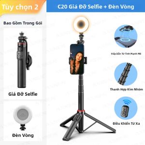 AXNEN C20 Gậy Selfie Từ Tính Bluetooth Cho iPhone 12/13/14/15/16 Pro Max Điện Thoại Thông Minh Android Có Kẹp Điện Thoại Magsafe Giá Đỡ Du Lịch
