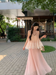 French Style New Summer Lace Strappy Halter Dress