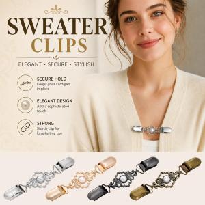 New Pearl Sweater Clip Vintage Womens Hollow Shawl Cardigan Clip Skirt Waist Cinching Fixed Buckle Accessory Clothing Clip 1pcs