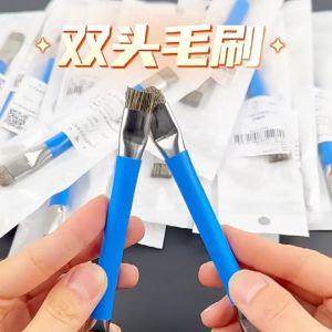 แปรงทำความสะอาดเมนบอร์ดโทรศัพท์มือถือบวกลวดแข็งแปรงหวีผมสั้นทำความสะอาดแผงวงจรไฟฟ้าแปรงหัวคู่ป้องกันไฟฟ้าสถิตย์