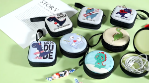 Mini Case Cute Cartoon Round Storage Box For Giveaway Charger Usb Cable/Earphone/Coin Storage Box