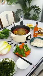 Ready Stock! 360° Rotating Hotpot Platter – Multi-Compartment Drainable & Space-Saving