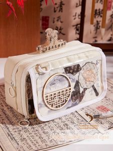 DANLIE | Transparent Layered Traditional Style Aesthetic Large Capacity Pencil Case