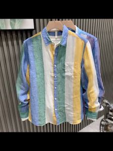 Mens long-sleeved shirt spliced Korean casual shirts for men and women