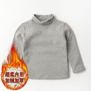 Áo Thun Cổ Cao Lót Lông Cừu Dày Cho Trẻ Em Mùa Thu Đông Dài Tay Thời Trang Ngoài Trời Cho Bé Trai Và Bé Gái